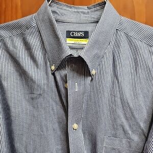 Chaps Blue and White Checkered Men's Shirt, 18x34/35